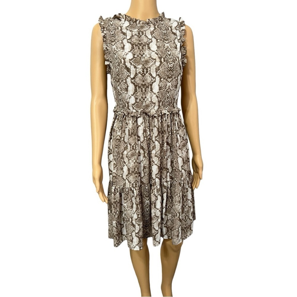 Everleigh Reptile Print Sleeveless Tiered Ruffle Midi Dress Size XS